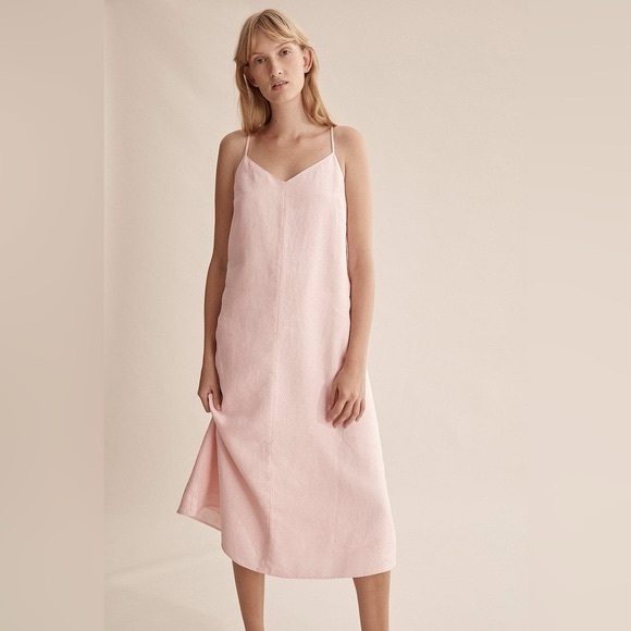 Country Road Linen Sleeveless VNeck Midi Slip Dress Light Pink - Picture 1 of 11